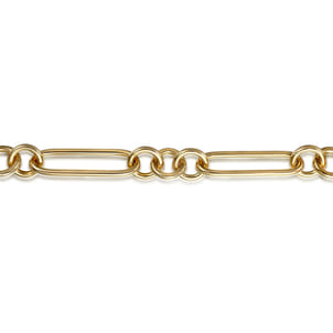 14K Yellow Gold Hollow Tube Link Chain Bracelet