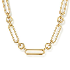 14K Yellow Gold Hollow Tube Link Chain Necklace
