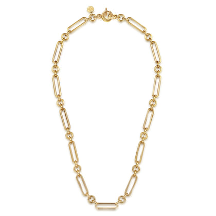 14K Yellow Gold Hollow Tube Link Chain Necklace