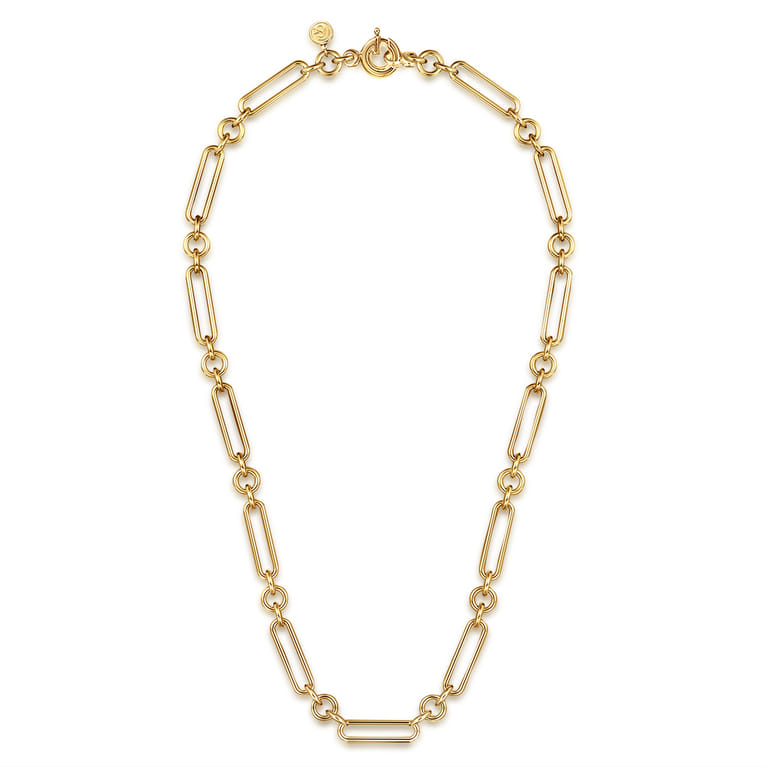 14K Yellow Gold Hollow Tube Link Chain Necklace - Shot 2