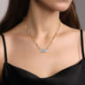 14K Yellow Gold Hollow Tube Link Diamond Necklace - 1.1 ct