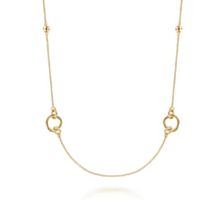 14K Yellow Gold Hollow Tube Link Necklace