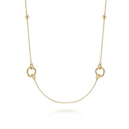 14K Yellow Gold Hollow Tube Link Necklace