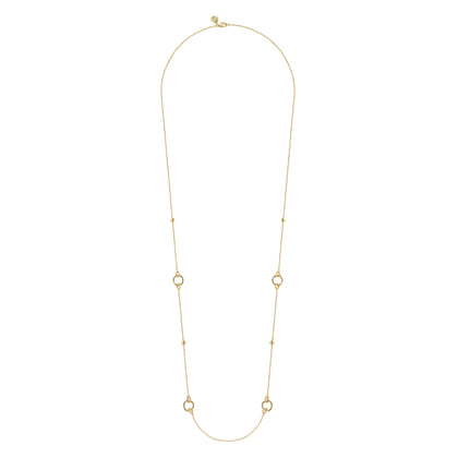 14K Yellow Gold Hollow Tube Link Necklace