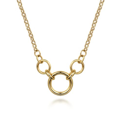 14K Yellow Gold Hollow Tube Link Necklace