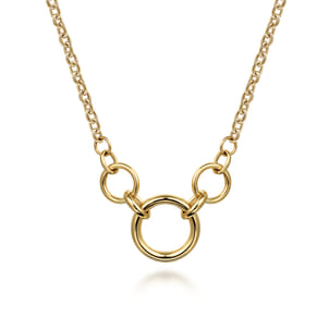 14K Yellow Gold Hollow Tube Link Necklace