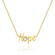 14K Yellow Gold Hope Necklace with Diamond Pave