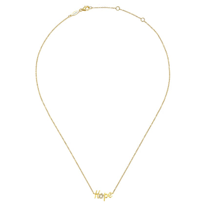 14K Yellow Gold Hope Necklace with Diamond Pave