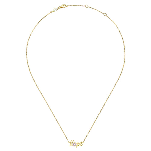 14K Yellow Gold Hope Necklace with Diamond Pave - 0.03 ct - Shot 2
