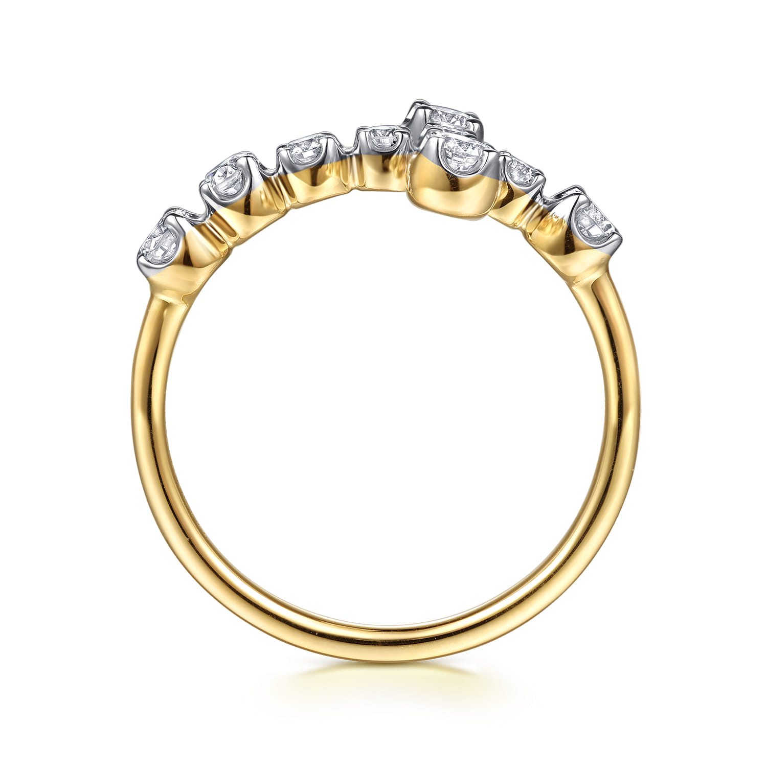 14K Yellow Gold Horizontal Diamond Cross Ladies Ring - 0.5 ct - Shot 2
