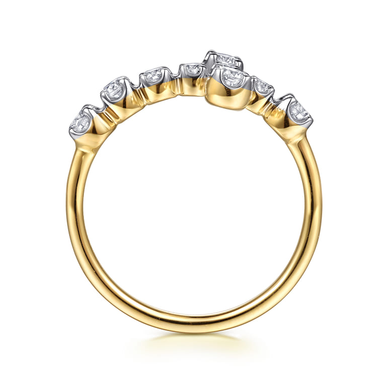 14K Yellow Gold Horizontal Diamond Cross Ladies Ring - 0.5 ct - Shot 2