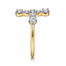 14K Yellow Gold Horizontal Diamond Cross Ladies Ring - 0.5 ct