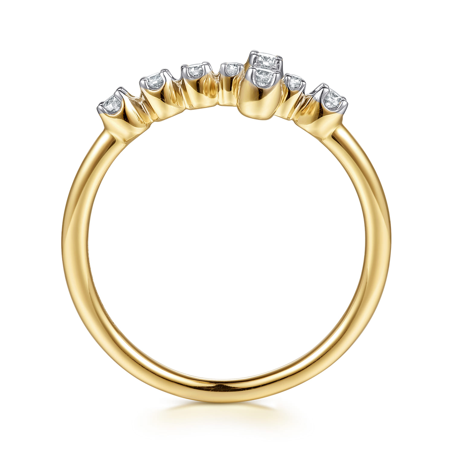 14K Yellow Gold Horizontal Diamond Cross Ladies Ring - 0.17 ct - Shot 2