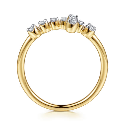 14K Yellow Gold Horizontal Diamond Cross Ladies Ring