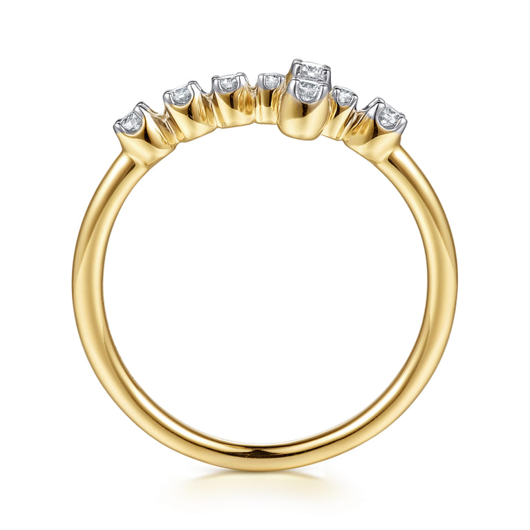 14K Yellow Gold Horizontal Diamond Cross Ladies Ring - 0.17 ct - Shot 2