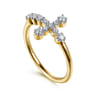 14K Yellow Gold Horizontal Diamond Cross Ladies Ring - 0.17 ct