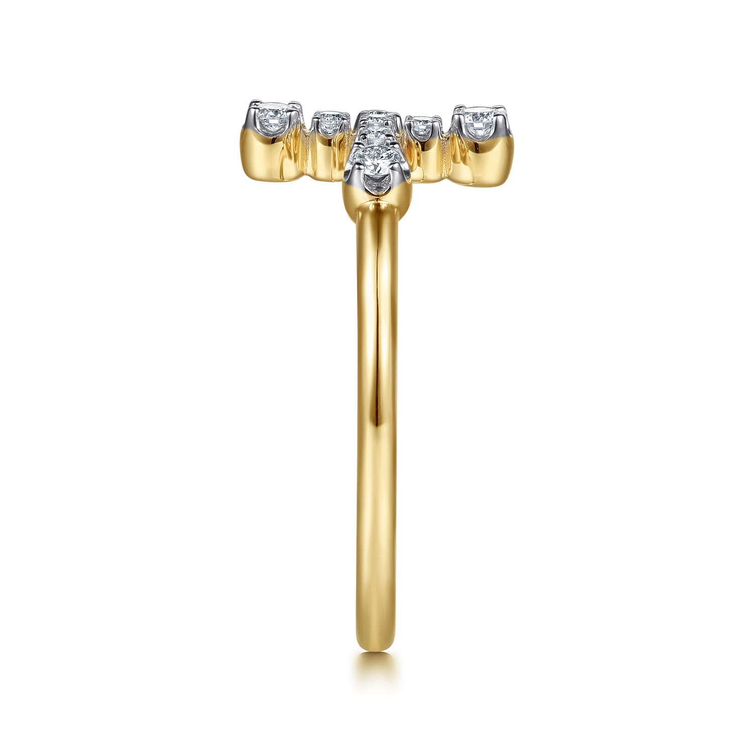 14K Yellow Gold Horizontal Diamond Cross Ladies Ring - 0.17 ct - Shot 4