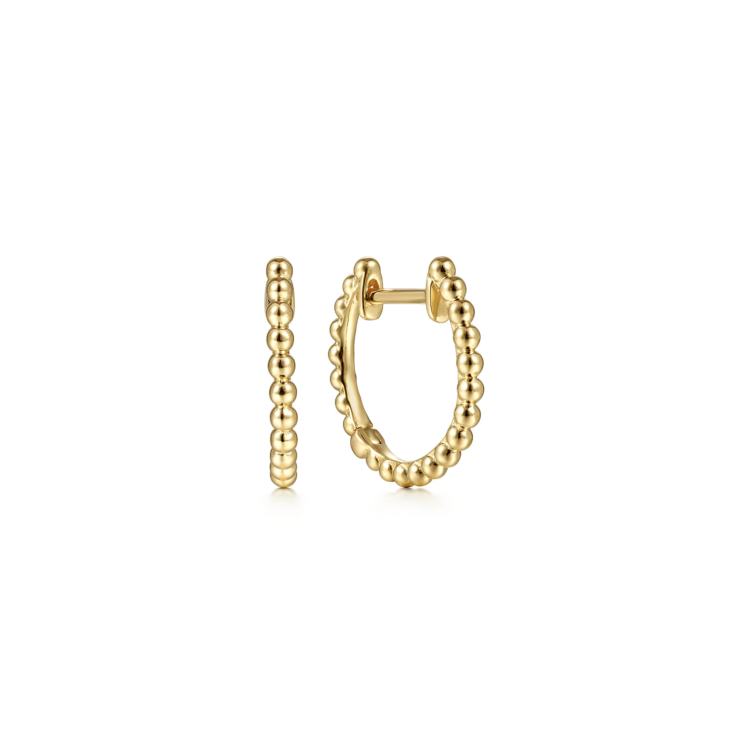 14K Yellow Gold Huggie Earrings-Bujukan - Shot 1