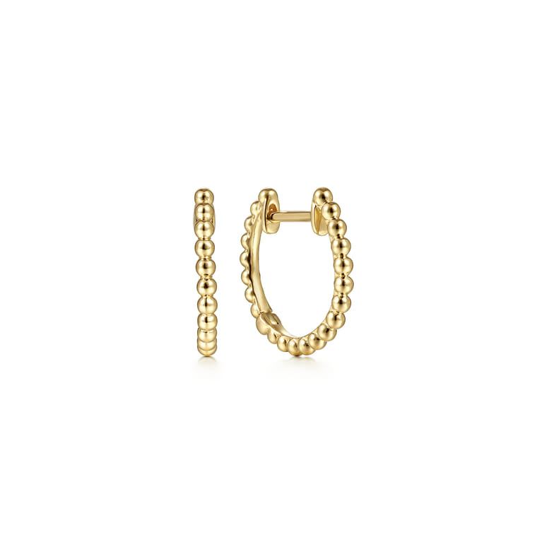 14K Yellow Gold Huggie Earrings-Bujukan - Shot 1