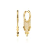 14K Yellow Gold Huggie Earrings with Chain and Diamond Tassel Drops
