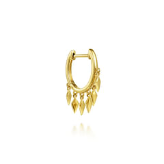 14K Yellow Gold Huggie with Spear Drops