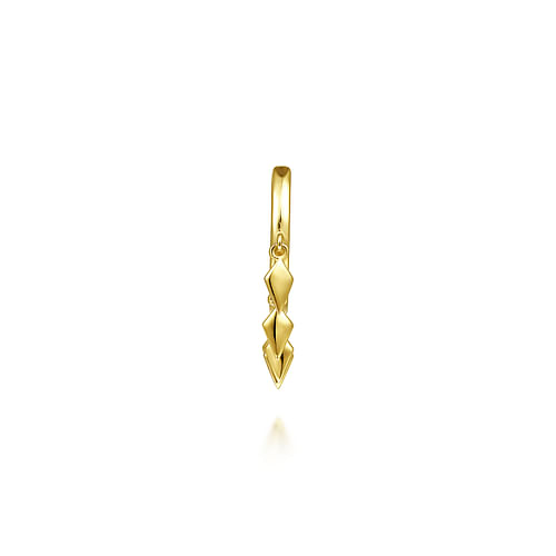 14K Yellow Gold Huggie with Spear Drops - Shot 2