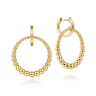 14K Yellow Gold Huggies with Bujukan Beaded Circle Drops