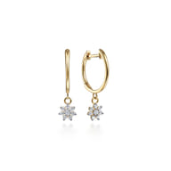 14K Yellow Gold Huggies with Pave Diamond Star Drops