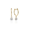 14K Yellow Gold Huggies with Pave Diamond Star Drops - 0.14 ct
