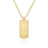 14K Yellow Gold ID Dog Tag Pendant Hollow Chain Necklace