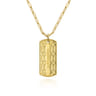 14K Yellow Gold ID Dog Tag Pendant Hollow Chain Necklace