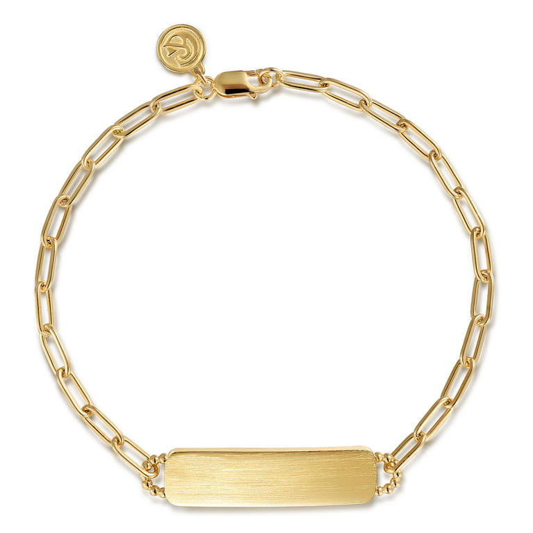 14K Yellow Gold ID Hollow Chain Bracelet - Shot 1
