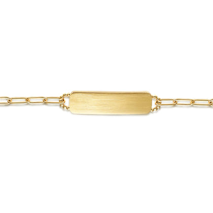 14K Yellow Gold ID Hollow Chain Bracelet