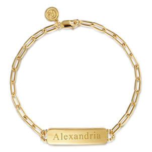 14K Yellow Gold ID Hollow Chain Bracelet