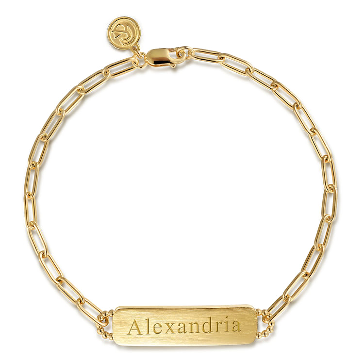 14K Yellow Gold ID Hollow Chain Bracelet