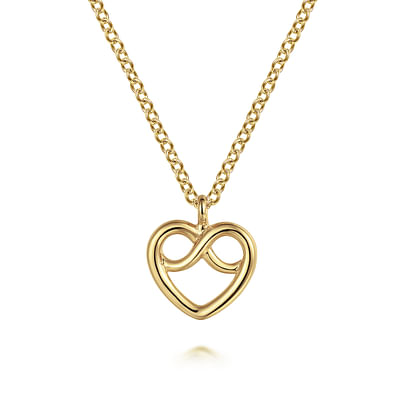 14K Yellow Gold Infinity Heart Pendant Necklace