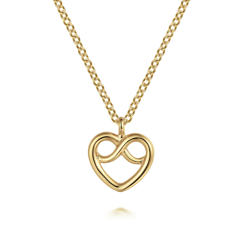14K Yellow Gold Infinity Heart Pendant Necklace - Shot 1
