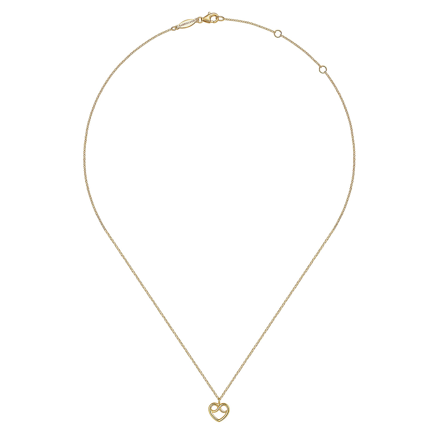 14K Yellow Gold Infinity Heart Pendant Necklace