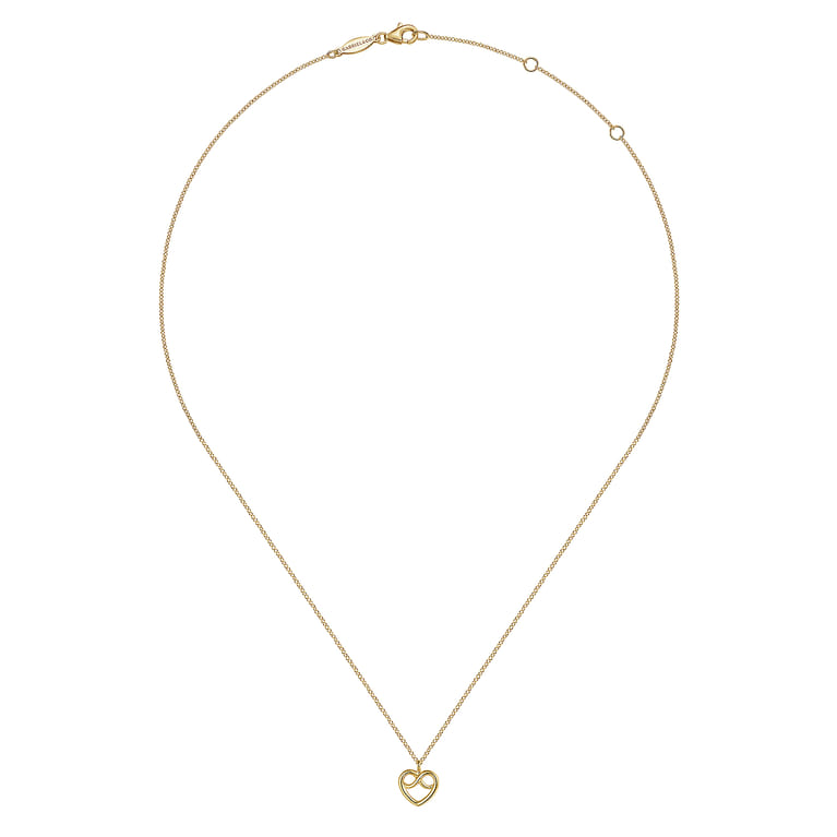 14K Yellow Gold Infinity Heart Pendant Necklace - Shot 2