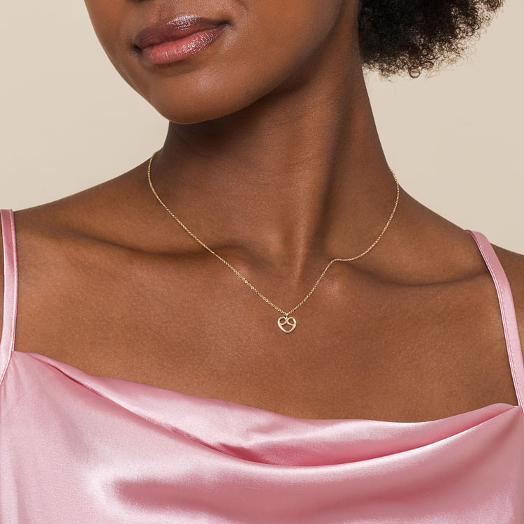 14K Yellow Gold Infinity Heart Pendant Necklace