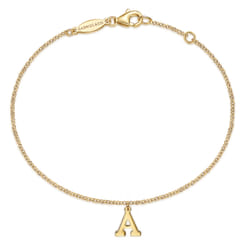 14K Yellow Gold Initial A Bracelet