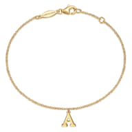 14K Yellow Gold Initial A Bracelet