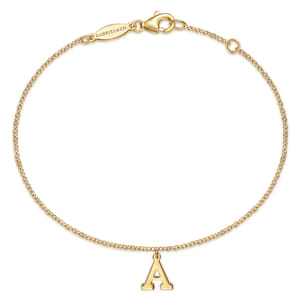 14K Yellow Gold Initial A Bracelet