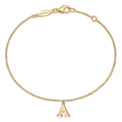 14K Yellow Gold Initial A Bracelet