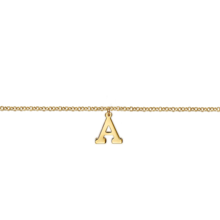 14K Yellow Gold Initial A Bracelet