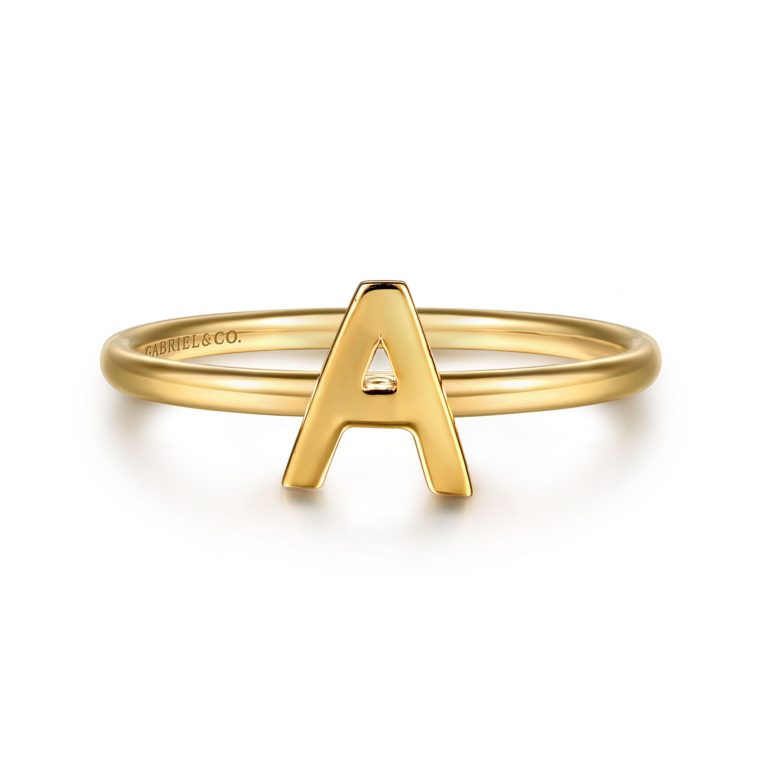 14K Yellow Gold Initial A Stackable Ring