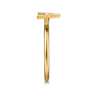 14K Yellow Gold Initial A Stackable Ring