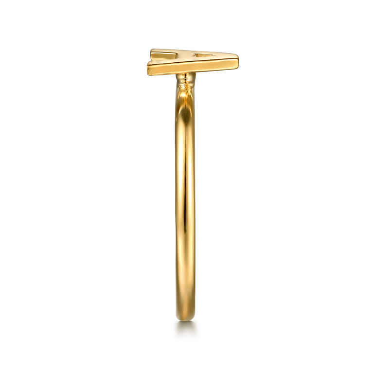 14K Yellow Gold Initial A Stackable Ring - Shot 4
