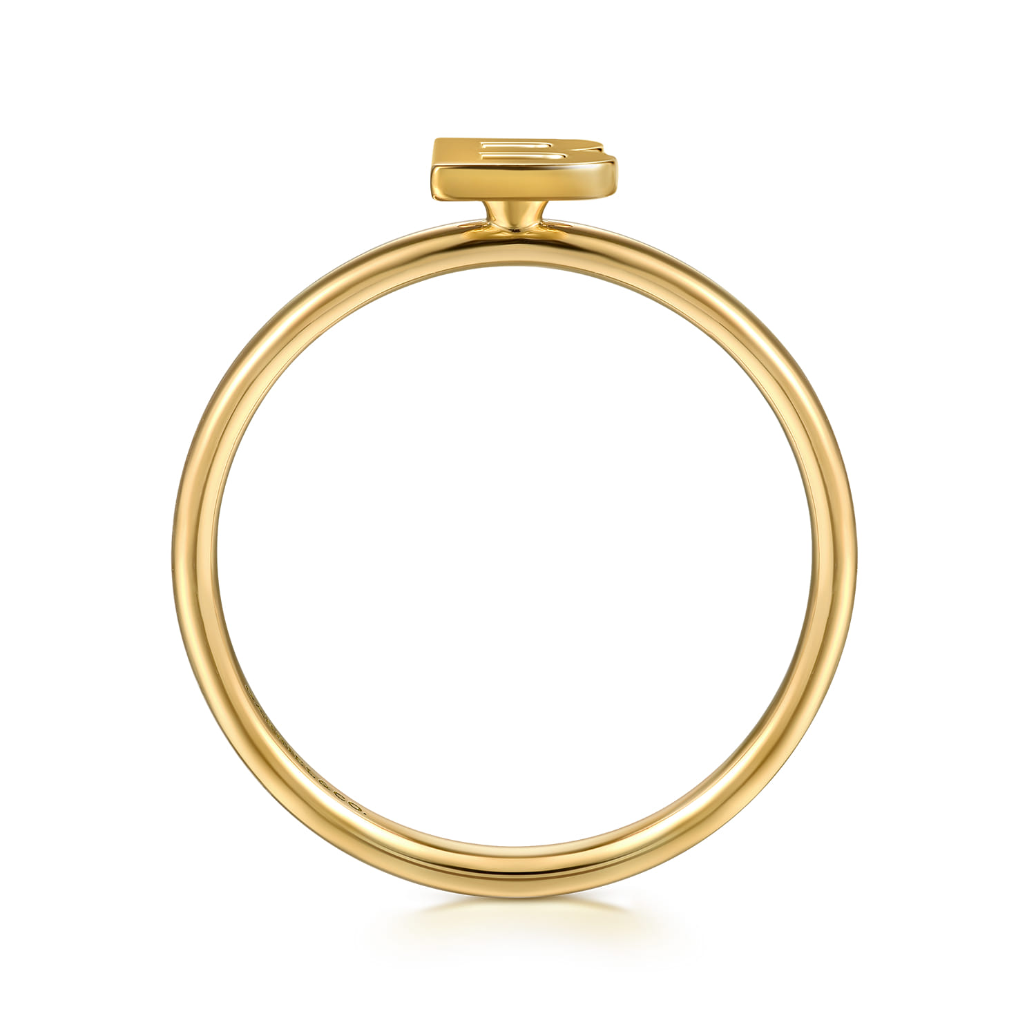 14K Yellow Gold Initial B Stackable Ring - Shot 2