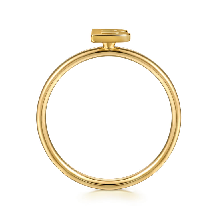 14K Yellow Gold Initial B Stackable Ring - Shot 2